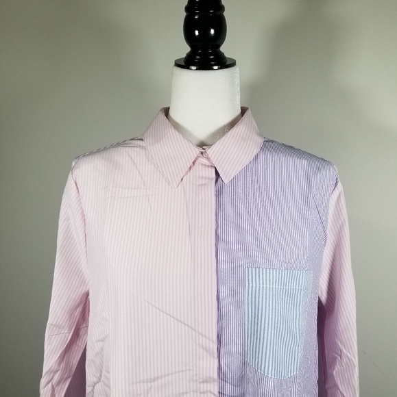 Alia Multi-Color Stripped Button Down Short Shirt Dress - Picture 2 of 8